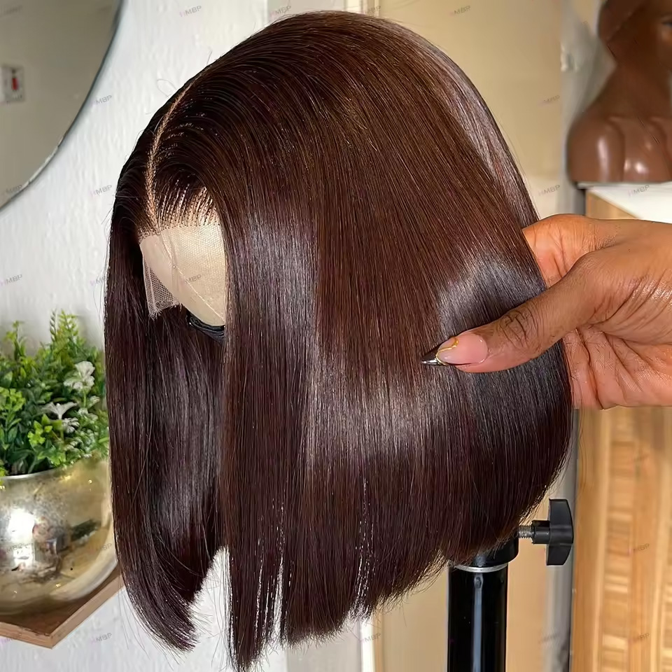 Glueless Wear And Go Human Hair Wig - 13X4 Chocolate Brown Straight Bob Wig