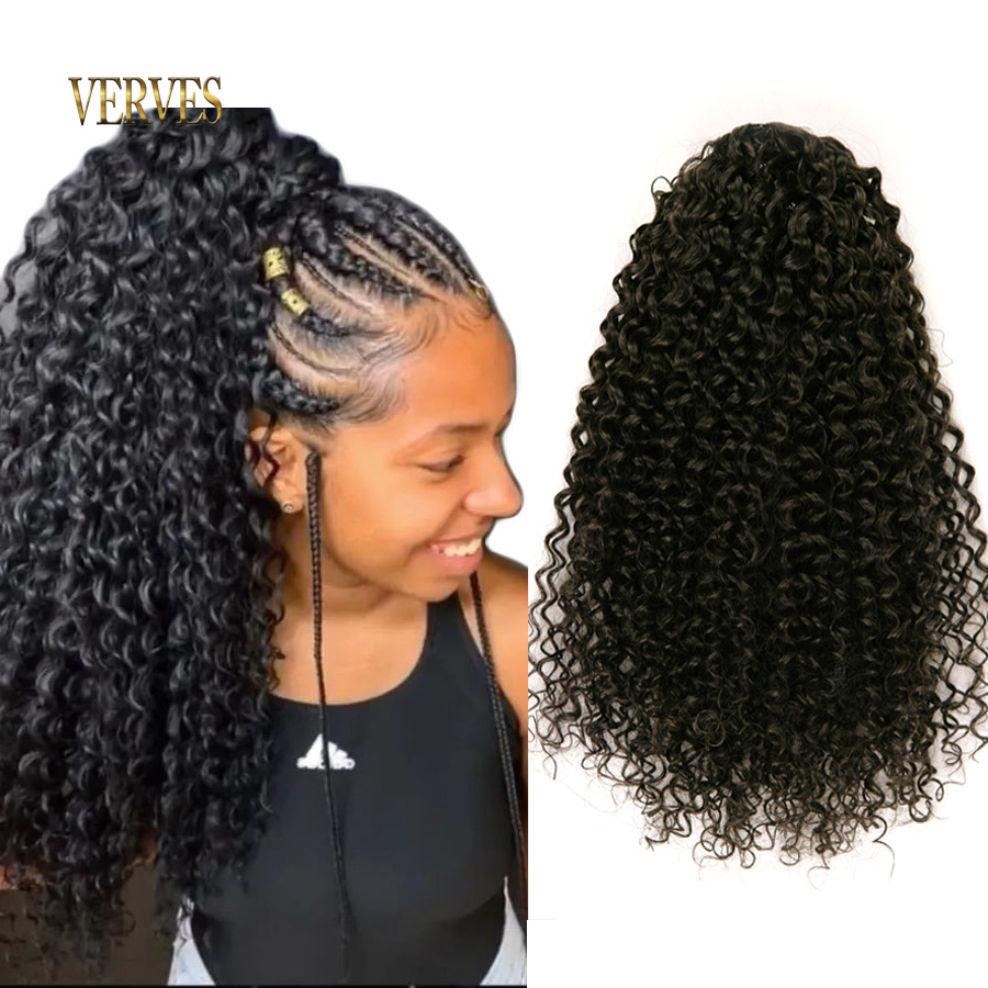 Drawstring Afro Curly Puff Ponytail - VERVES Synthetic Drawstring Puff Ponytail Afro