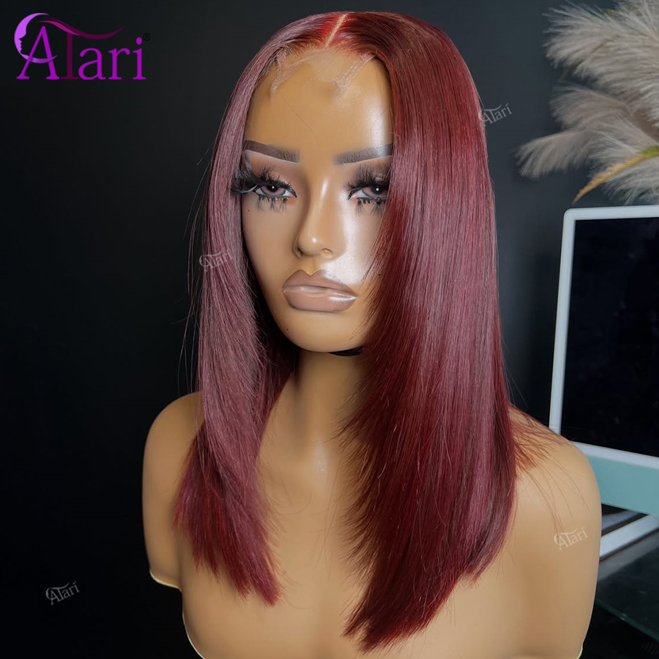 Pre Parted 13X4 Lace Front Bob Wig - 99J Burgundy Upgrade 13x4 Full Lace