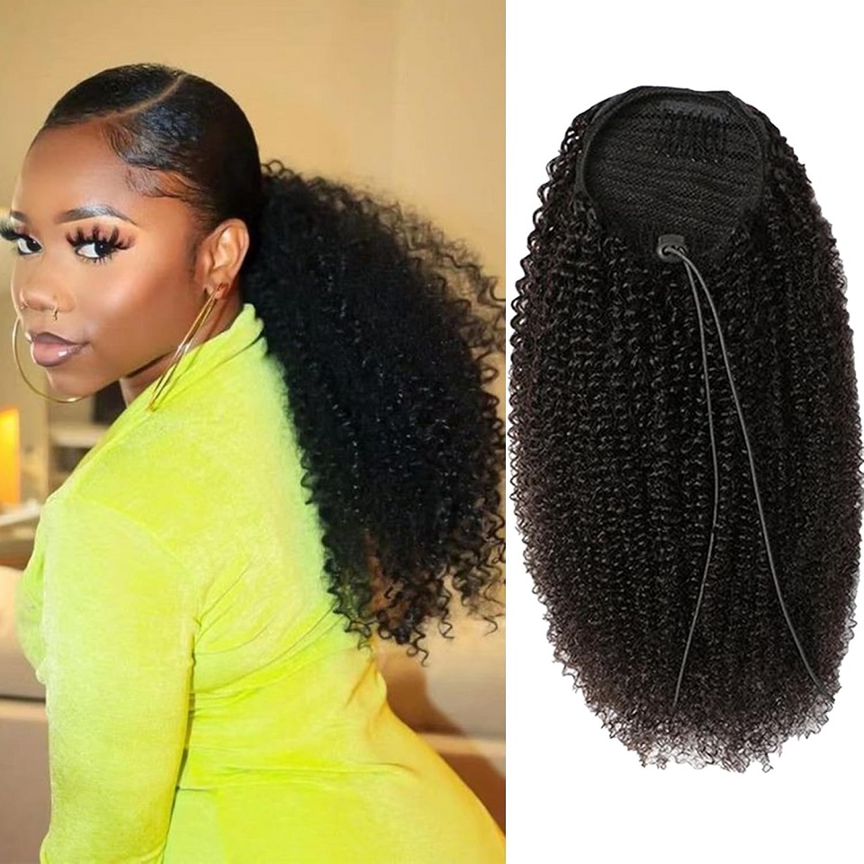 Seamless Clip In Hair Extensions Human Hair - 24 26 Inches Long Afro Kinky
