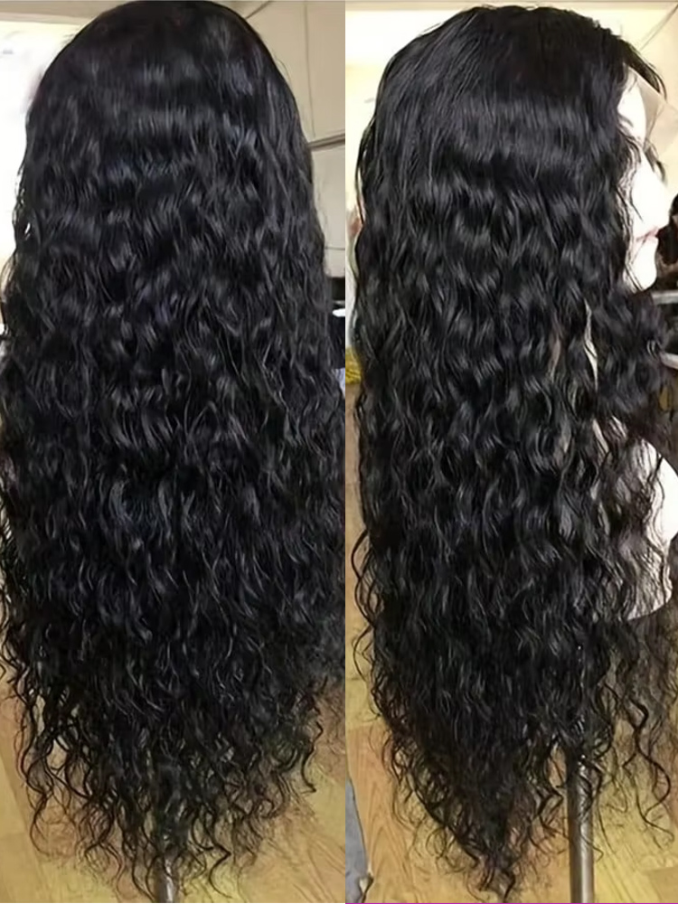 Water Wave Bulk Human Hair For Braiding - 250 Density Deep Wave 4x4 Lace