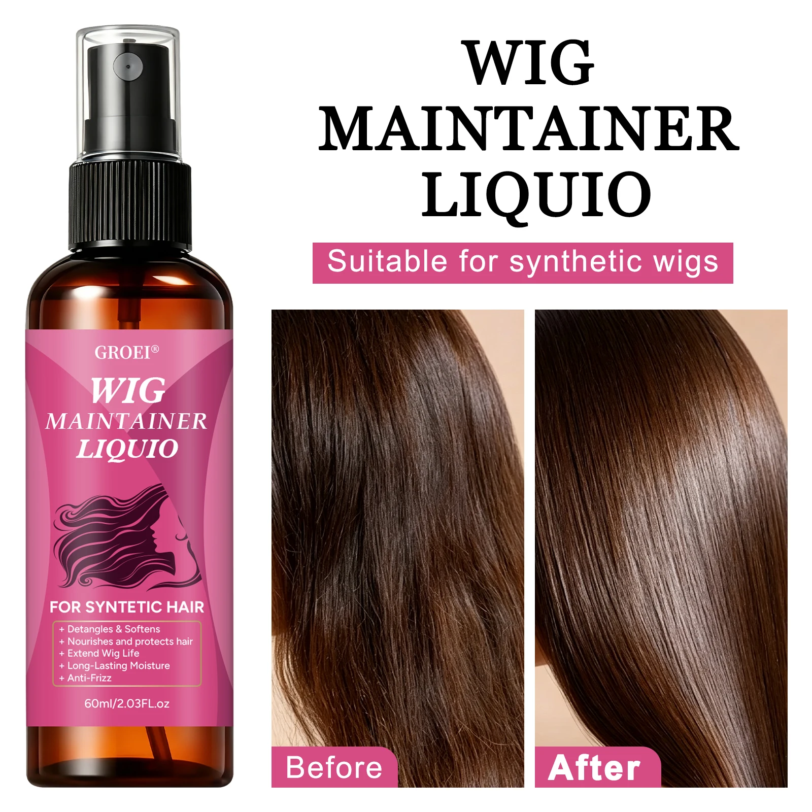Synthetic Wigs - GROEI Anti‑Frizz Wig Maintainer Spray 60ml,