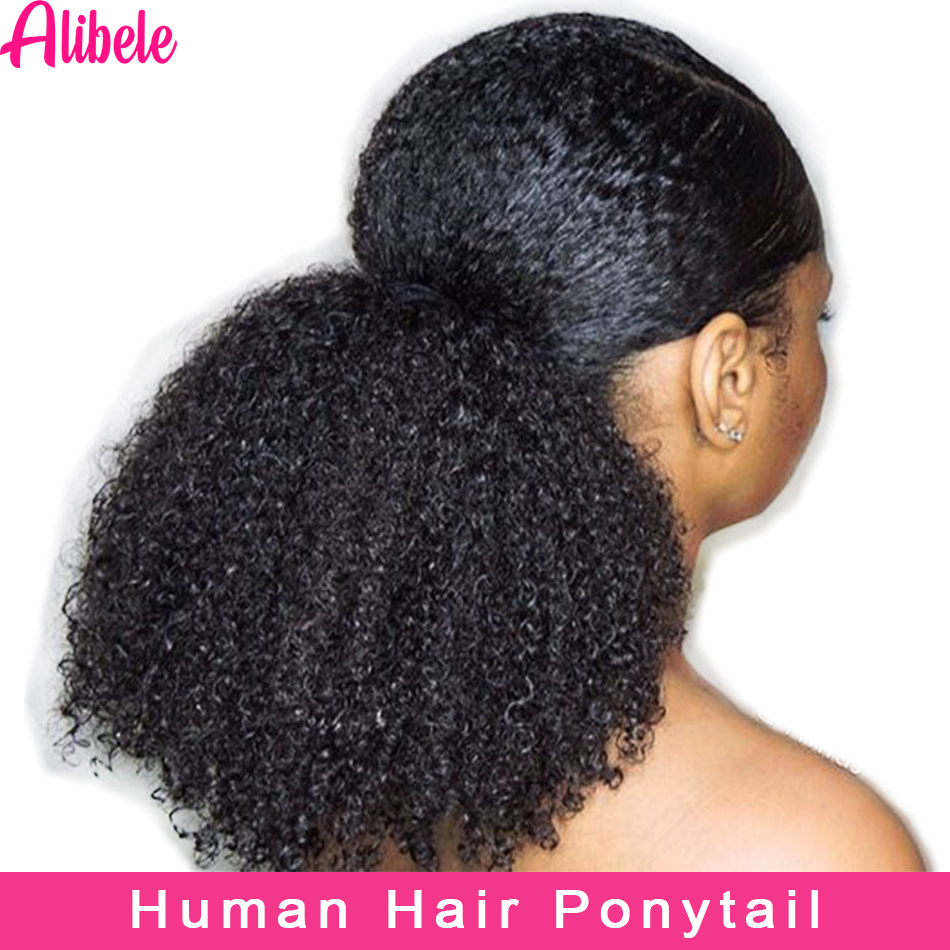 Seamless Clip In Hair Extensions Human Hair - Alibele Mogolian Afro Kinky Curly Drawstring