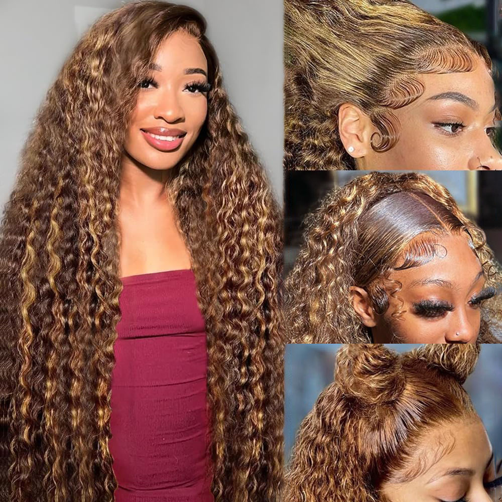 Lace Front Wigs - 36 Inch Deep Wave P4/27 Highlight