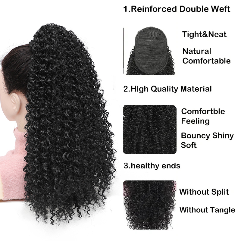 Long Curly Drawstring Ponytail - Drawstring Afro Curly Puff Ponytail 评论和价格