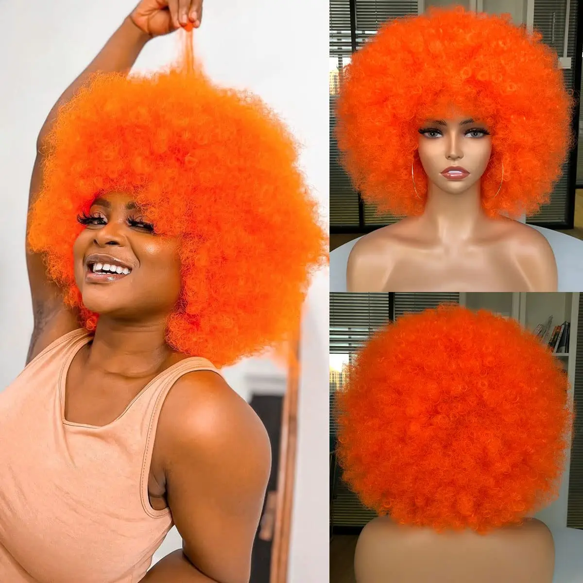 Afro Wig Kinky Curly Synthetic - Synthetic Braided Wigs For Black Women 评论和价格