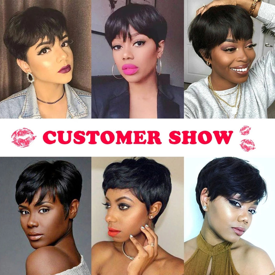 Short Human Hair Wigs Pixie Cu - Short Pixie Cut Wig Human Hair Cheap 评论和价格