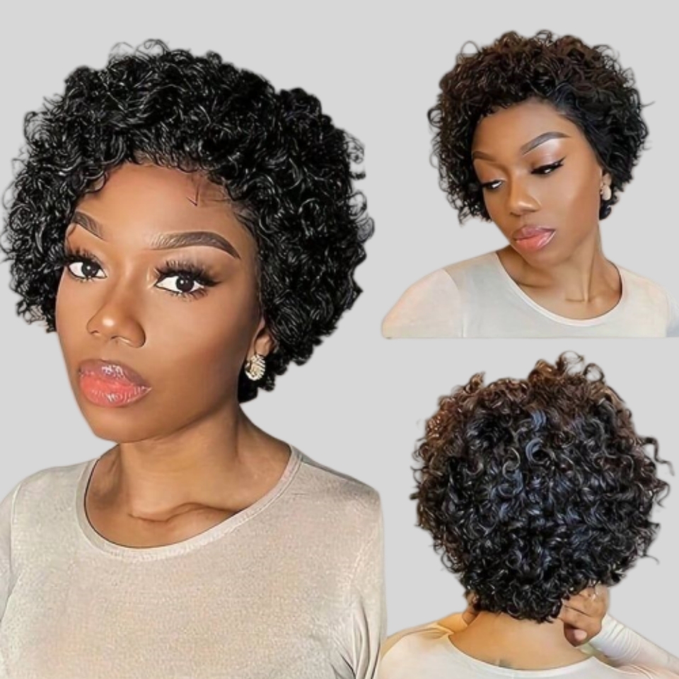 Curly Pixie Cut Wig Lace Human - Short Pixie Cut Wig Human Hair Cheap 评论和价格