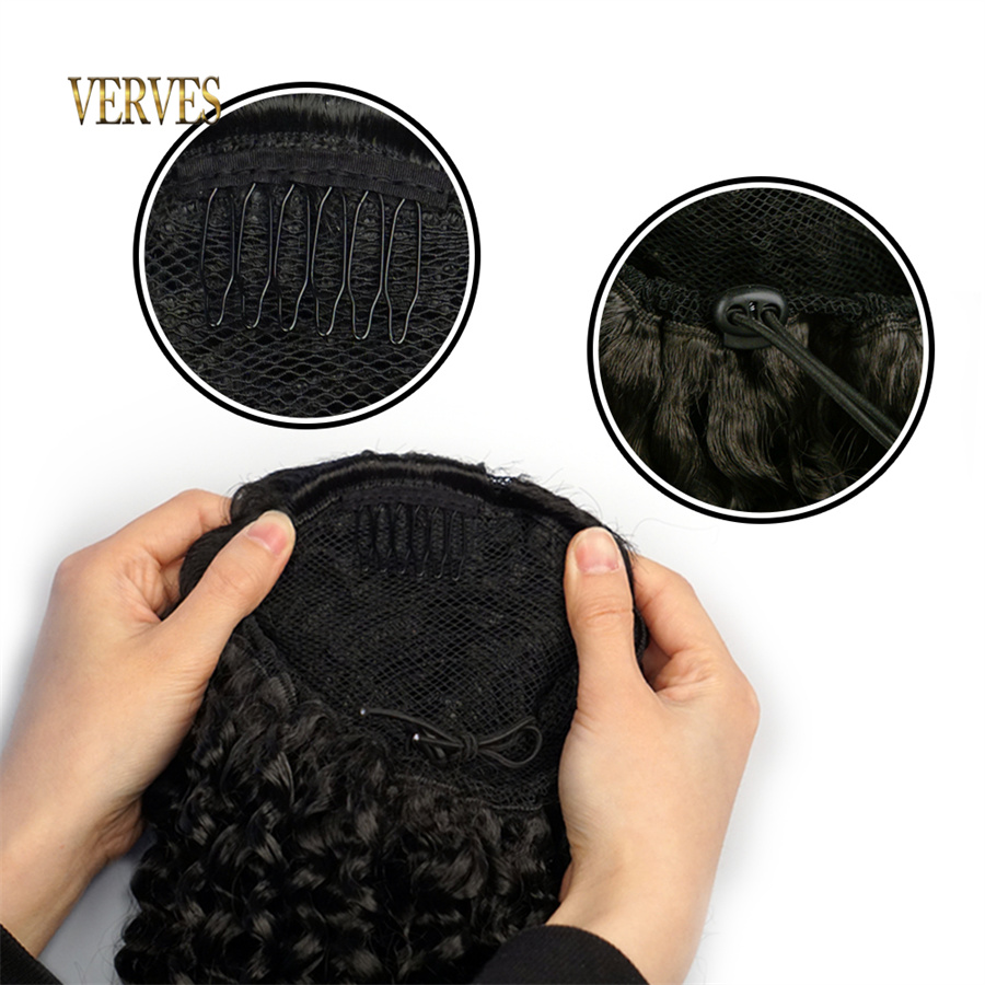 VERVES Synthetic Drawstring Pu - Drawstring Afro Curly Puff Ponytail 评论和价格
