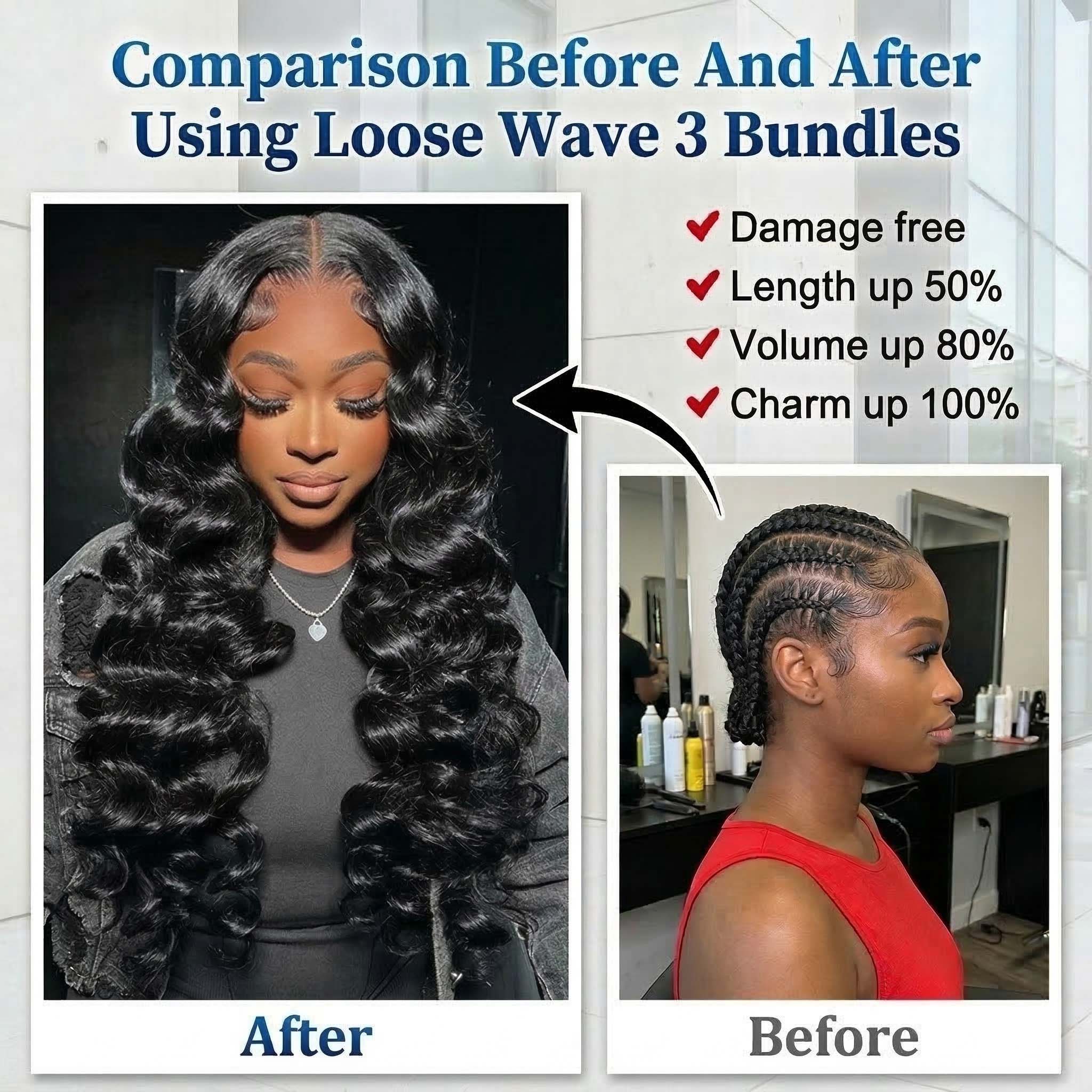 30 40 Inch Loose Wave Bundles  - Deep Wave 3 Bundles With Closure 评论和价格