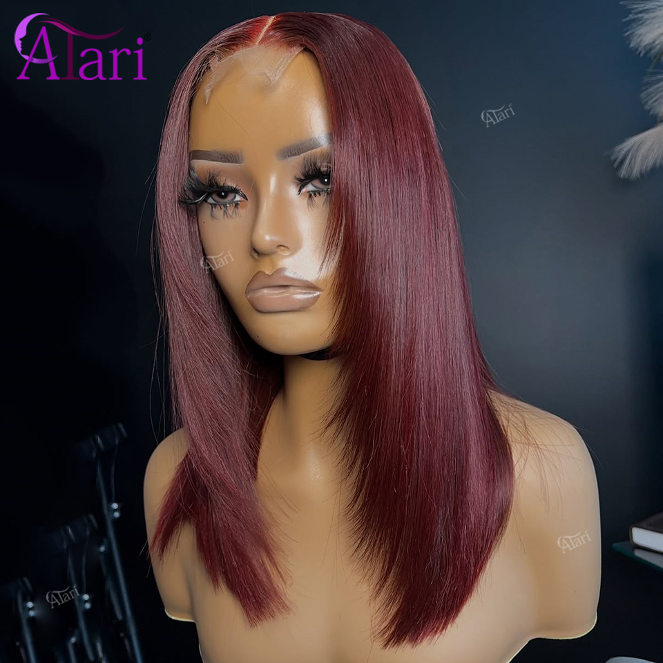 99J Burgundy Upgrade 13x4 Full - Pre Parted 13X4 Lace Front Bob Wig 评论和价格