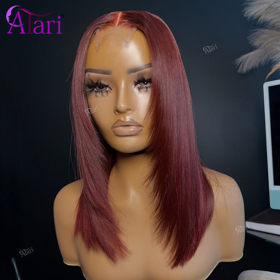 99J Burgundy Upgrade 13x4 Full - Pre Parted 13X4 Lace Front Bob Wig 评论和价格
