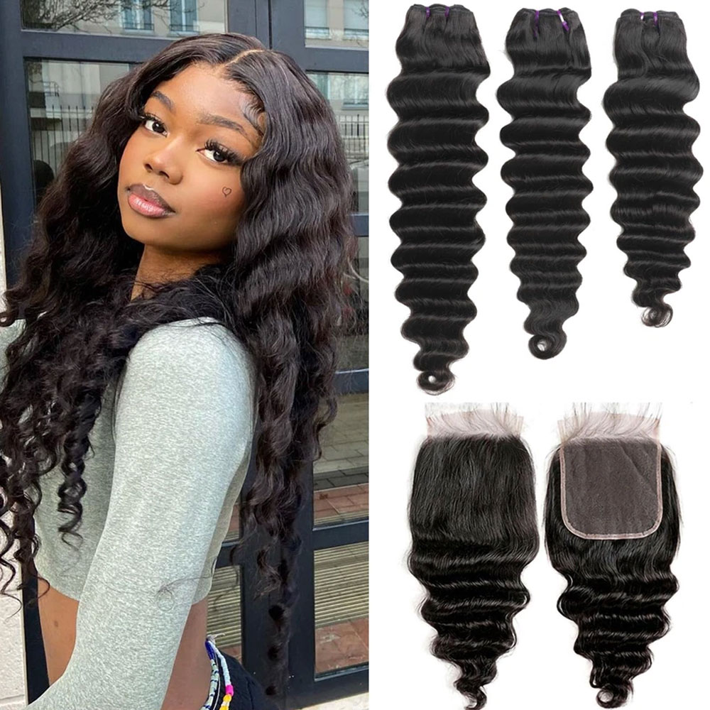 Loose Deep Wave Bundles With C - Deep Wave 3 Bundles With Closure 评论和价格