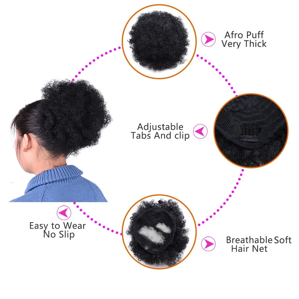 Afro Puff Drawstring Ponytail  - Drawstring Afro Curly Puff Ponytail 评论和价格