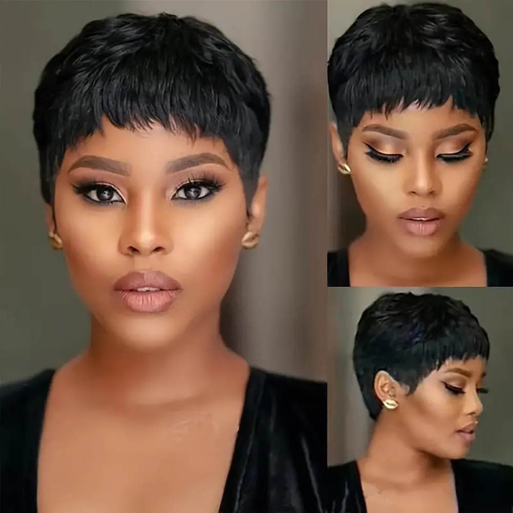 Short Straight Human Hair Wigs - Short Pixie Cut Wig Human Hair Cheap 评论和价格