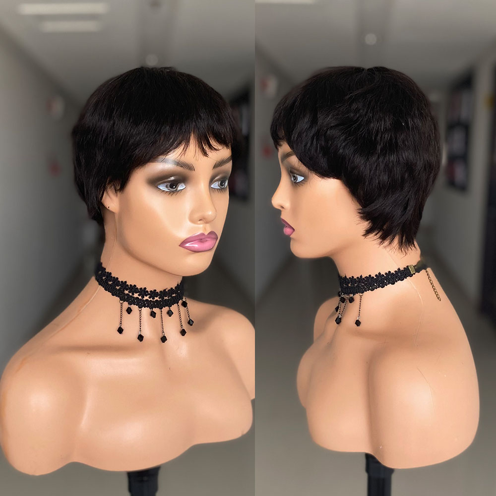 Short Straight Human Hair Wigs - Short Pixie Cut Wig Human Hair Cheap 评论和价格