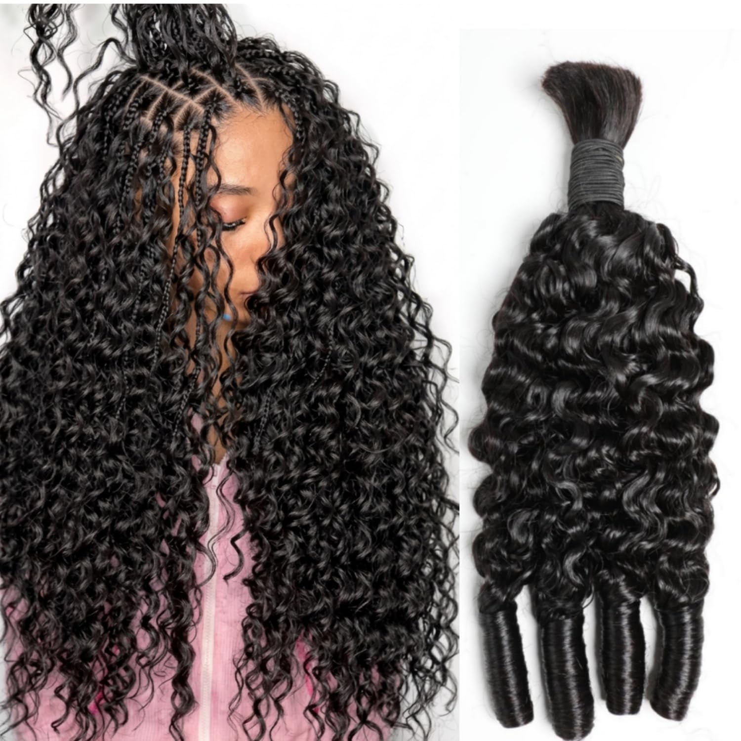 Human Braiding Hair For Boho B - Water Wave Bulk Human Hair For Braiding 评论和价格