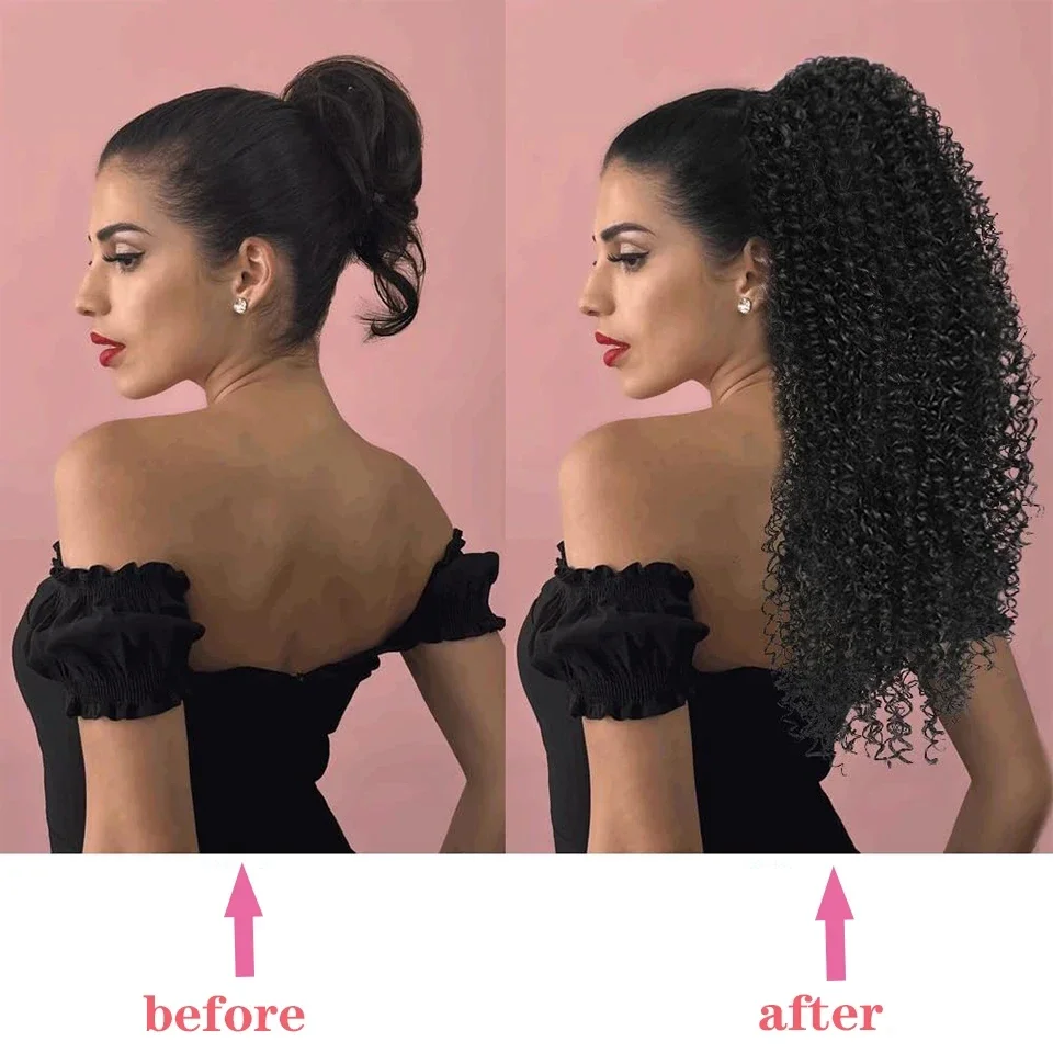 Long Kinky Curly Drawstring Po - Drawstring Afro Curly Puff Ponytail 评论和价格