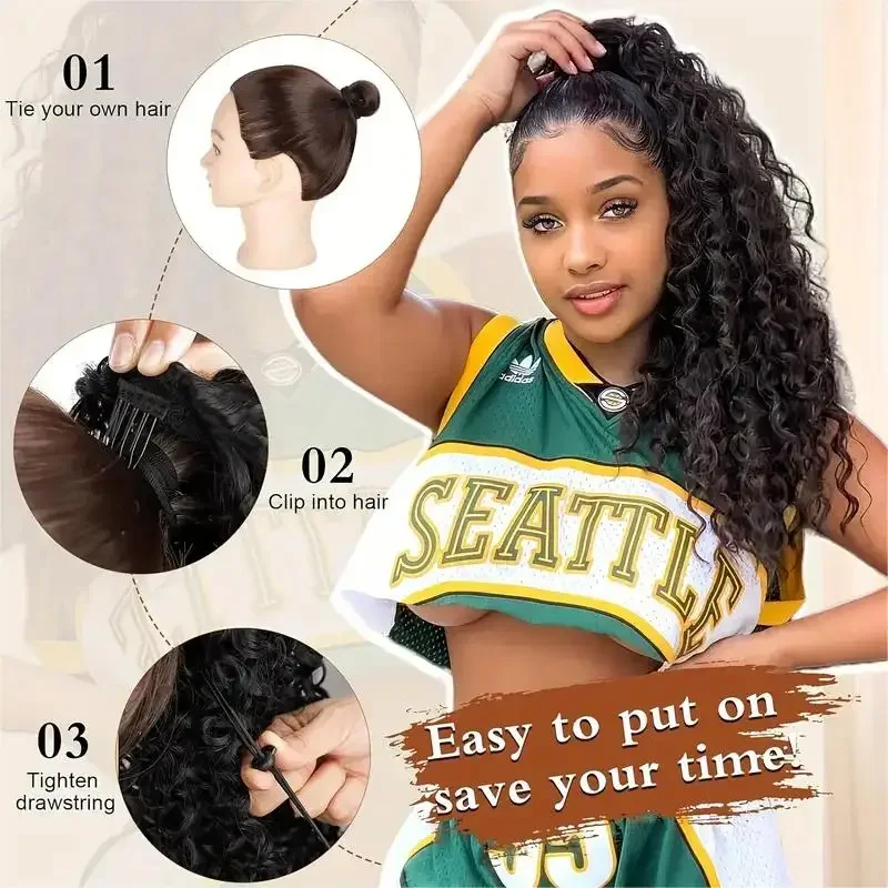 Long Kinky Curly Drawstring Po - Drawstring Afro Curly Puff Ponytail 评论和价格