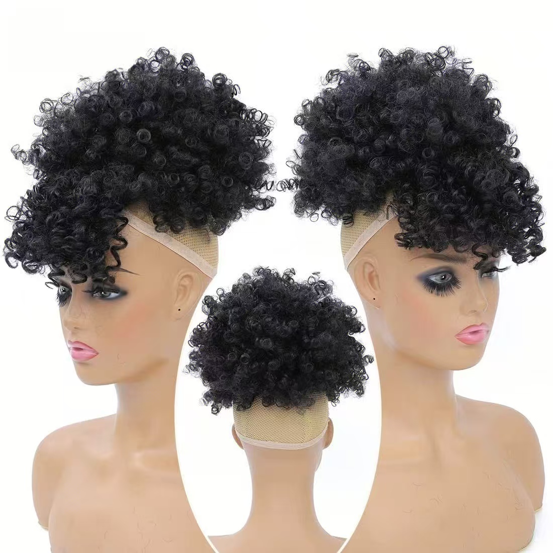 Short Drawstring Ponytail with - Drawstring Afro Curly Puff Ponytail 评论和价格