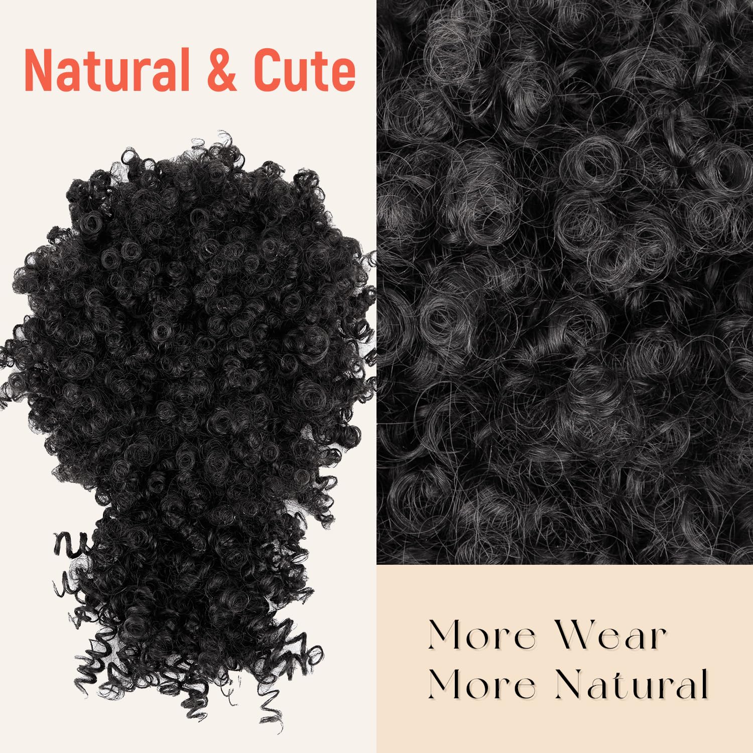 Short Drawstring Ponytail with - Drawstring Afro Curly Puff Ponytail 评论和价格
