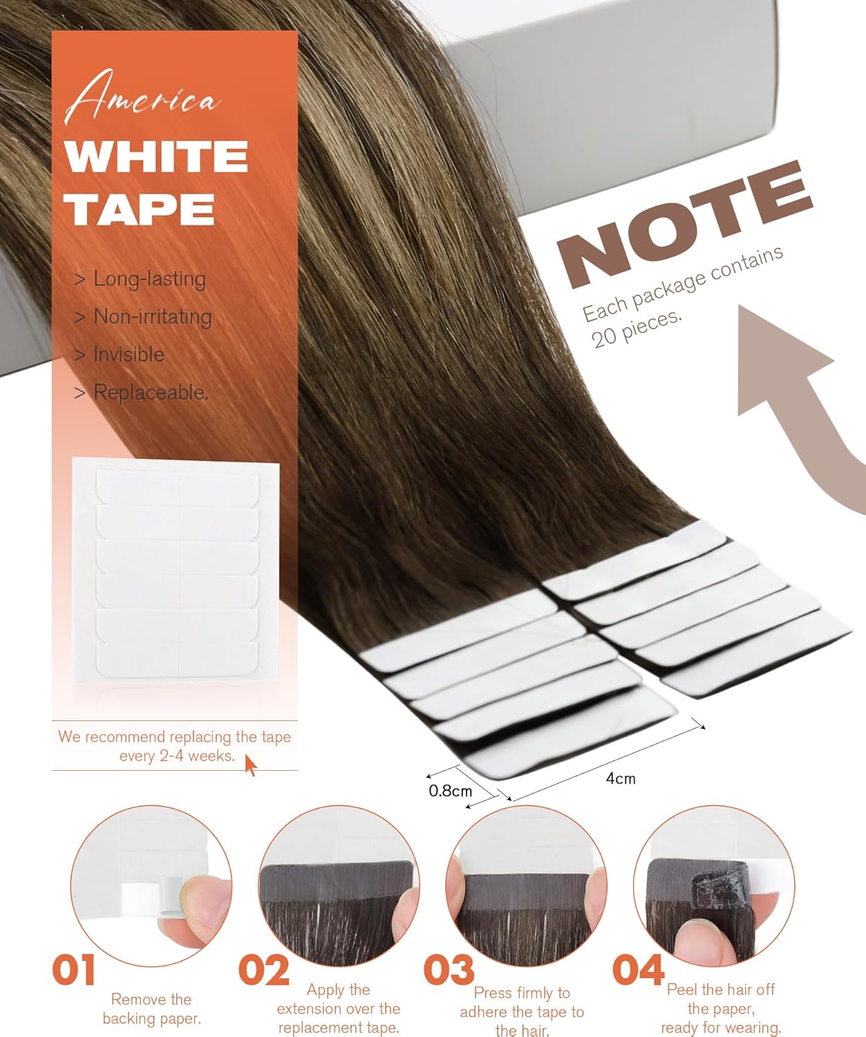 VeSunny Remy Tape In Hair Exte - Invisible Tape In Extensions Real Hair 评论和价格