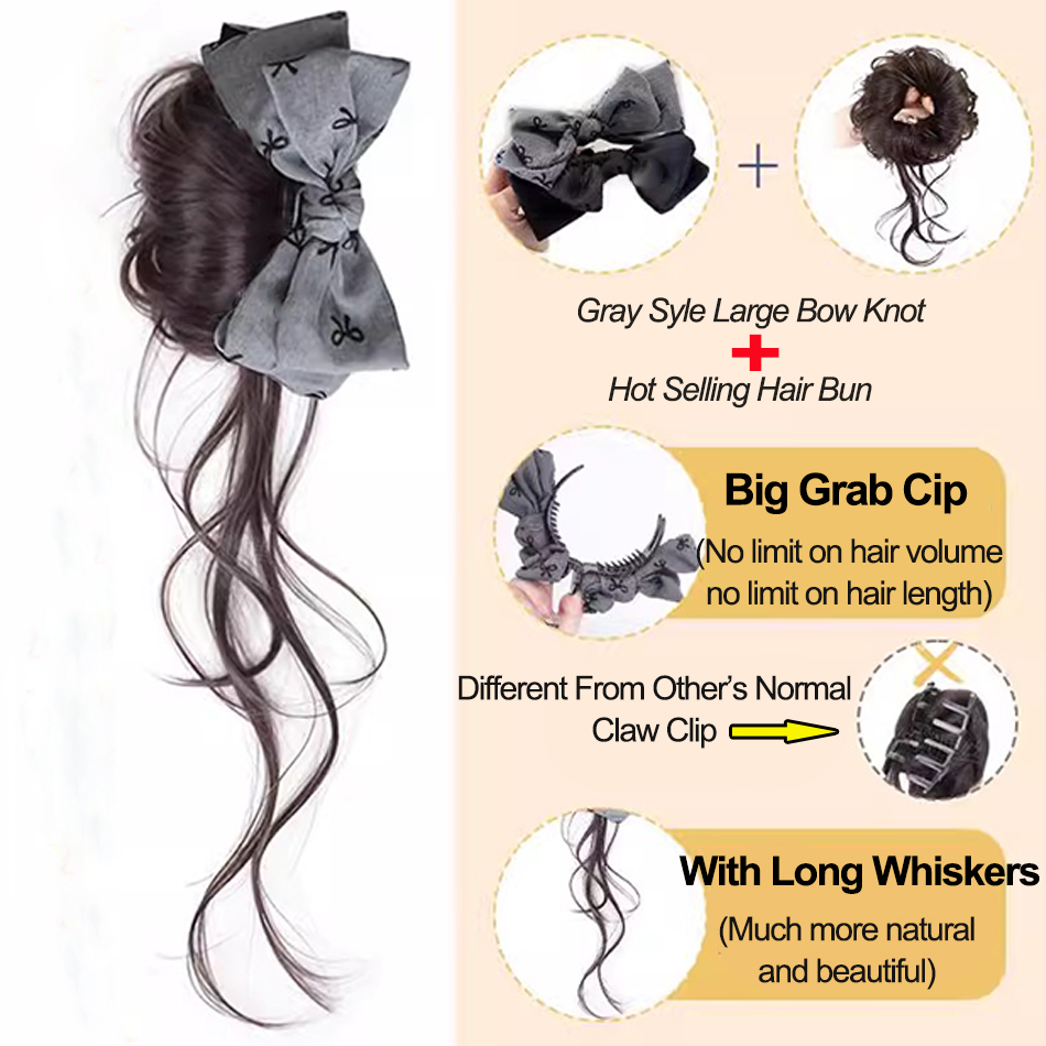 Synthetic Hair Bun Hair Extens - Claw Clip Messy Bun Hair Piece 评论和价格