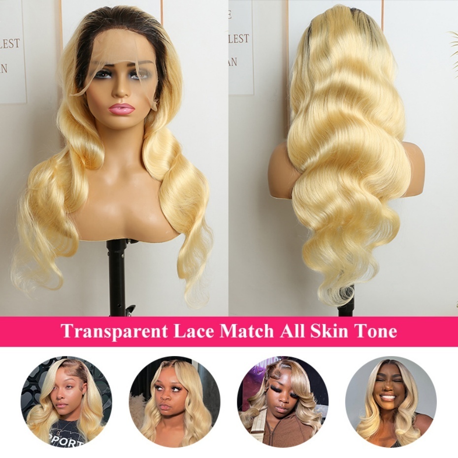 1B 613 Blonde Ombre Human Hair - 613 Blonde Body Wave Lace Front Wig 评论和价格