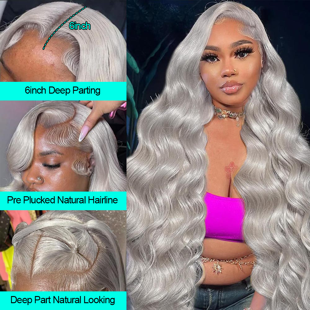 Cosplay Body Wave Silver Grey  - 613 Blonde Body Wave Lace Front Wig 评论和价格