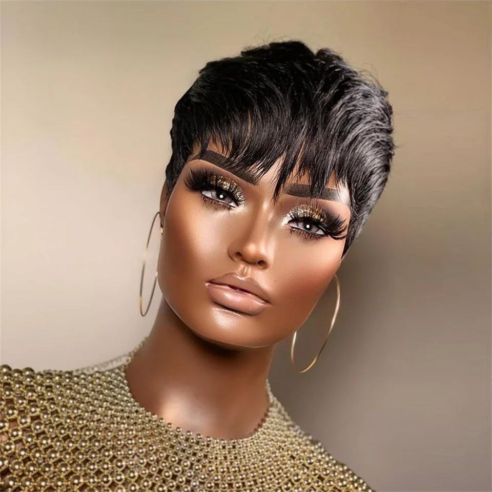 Short Straight Bob Wig Pixie C - Short Pixie Cut Wig Human Hair Cheap 评论和价格