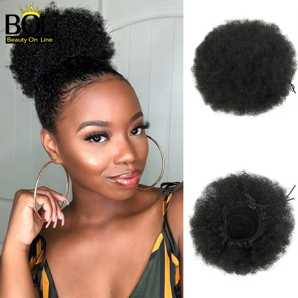 Afro Puff Drawstring Ponytail  - Drawstring Afro Curly Puff Ponytail 评论和价格
