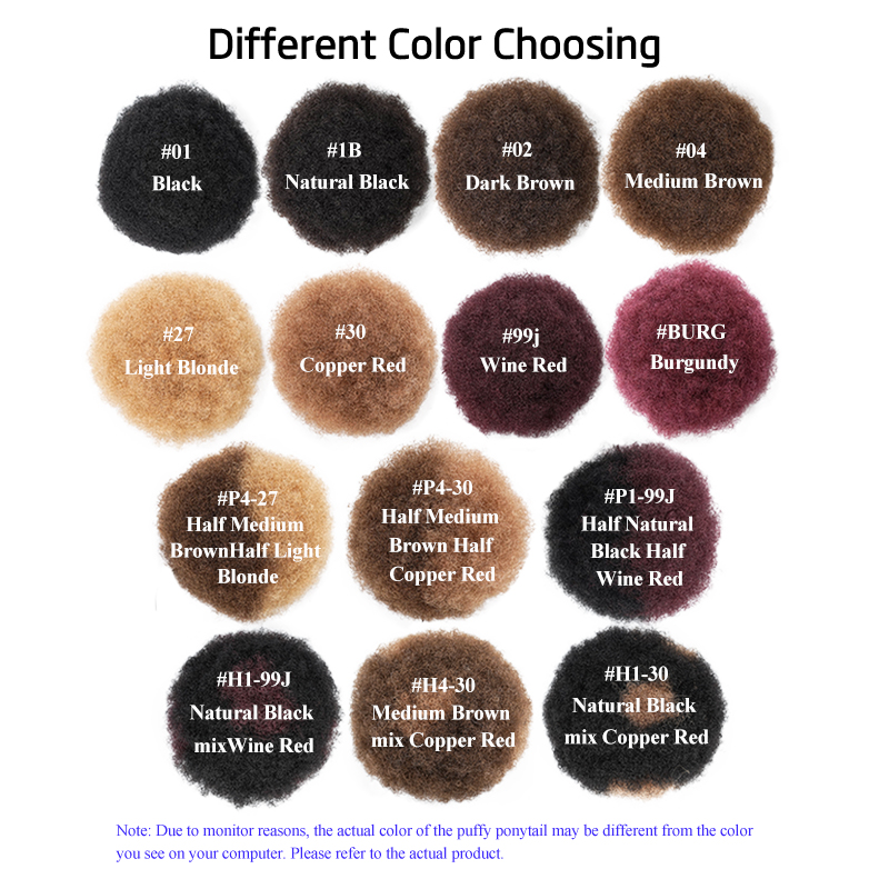 100% Human Hair 8 Inch Short A - Drawstring Afro Curly Puff Ponytail 评论和价格