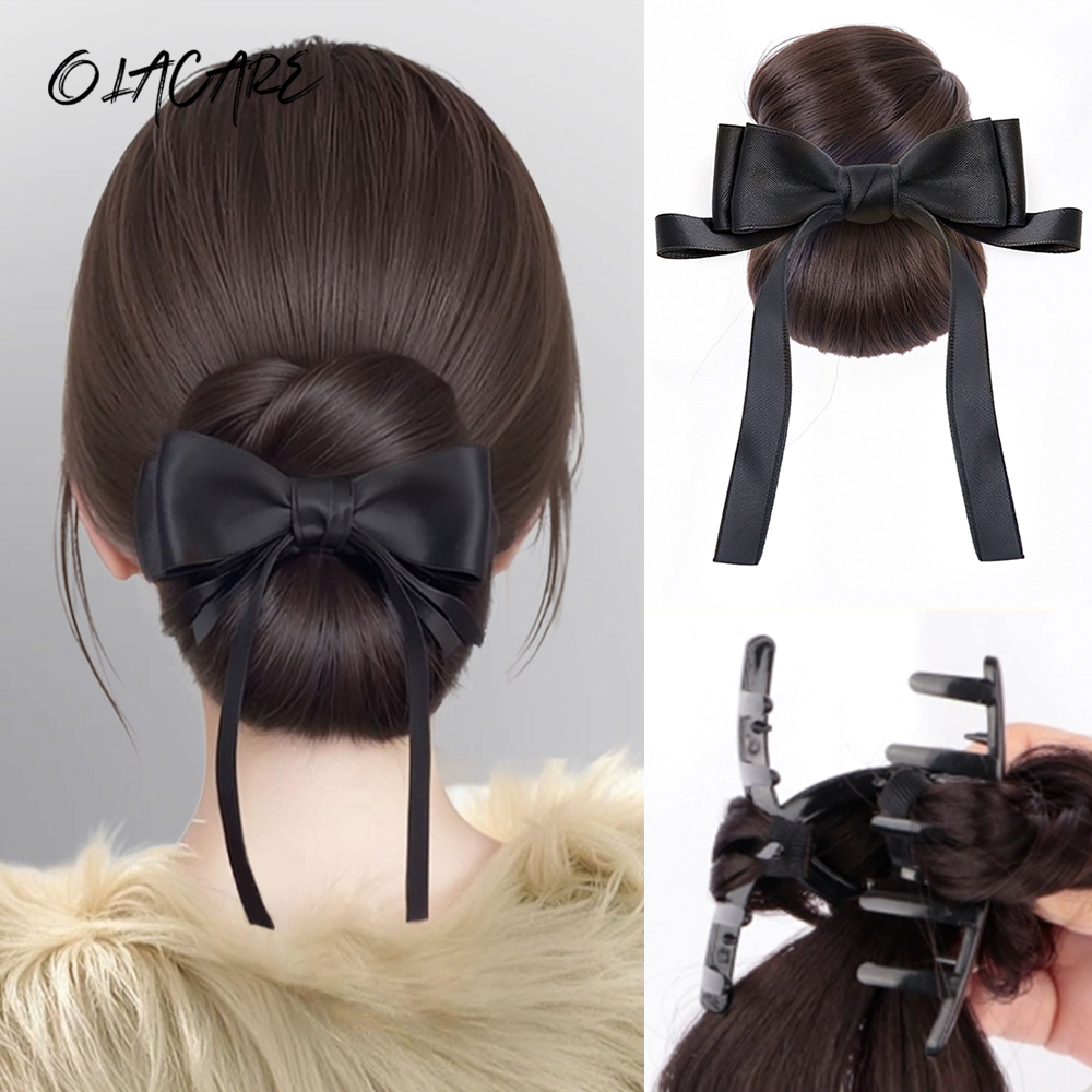 Synthetic Bow Hair Claw Clip C - Claw Clip Messy Bun Hair Piece 评论和价格
