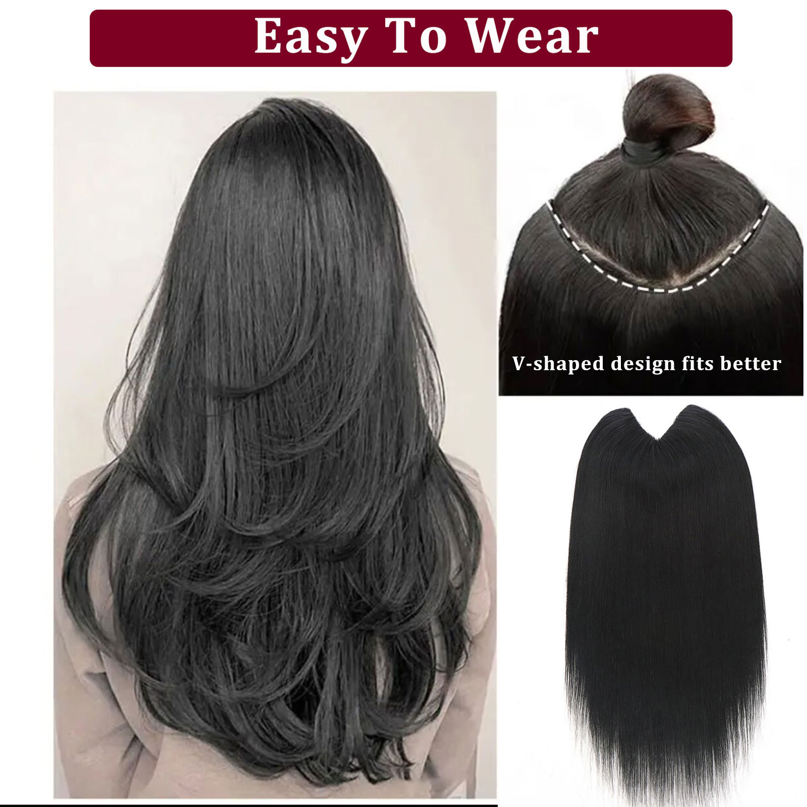 V Shape Clip In Human Hair Ext - Seamless Clip In Hair Extensions Human Hair 评论和价格