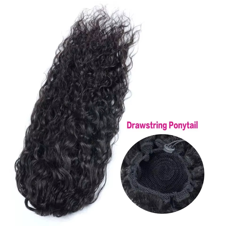 Water Wave Ponytail Human Hair - Seamless Clip In Hair Extensions Human Hair 评论和价格