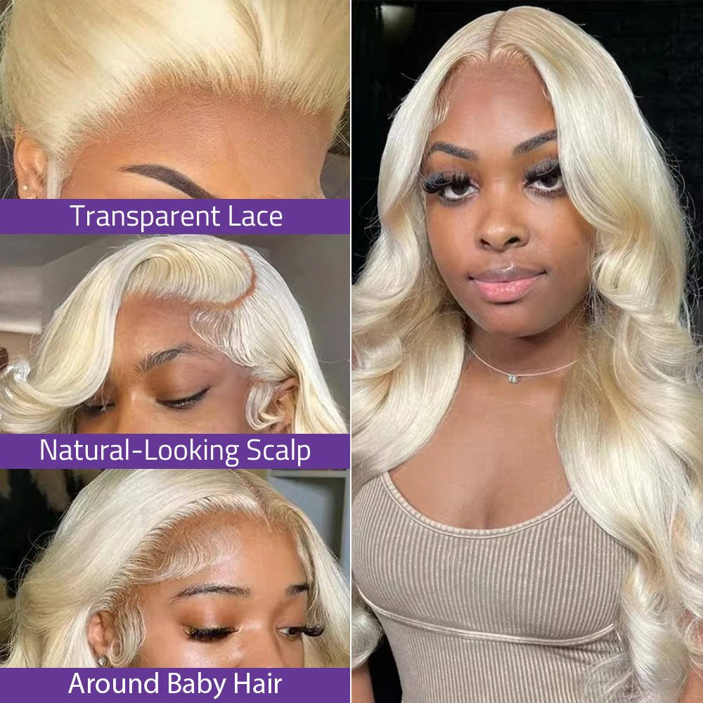 13x4 13x6 HD Transparent Lace  - 613 Blonde Body Wave Lace Front Wig 评论和价格