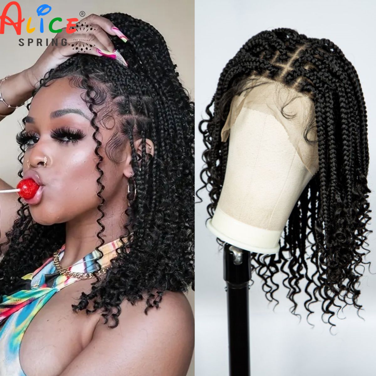 Knotless Box Braided Wigs with - Synthetic Braided Wigs For Black Women 评论和价格