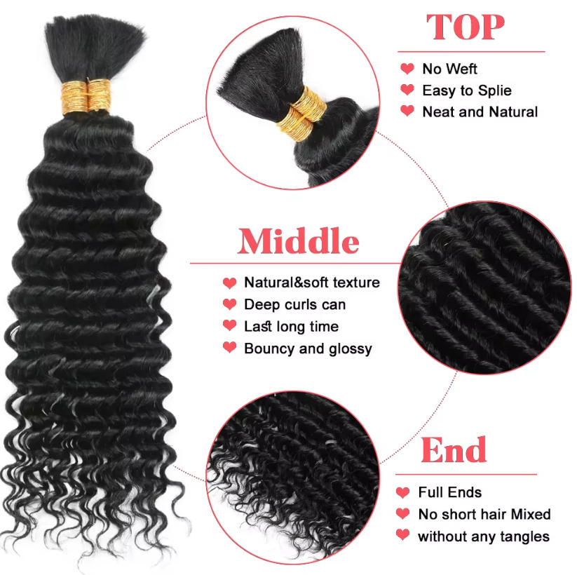 Loose Bulk Human Hair Deep Wat - Water Wave Bulk Human Hair For Braiding 评论和价格