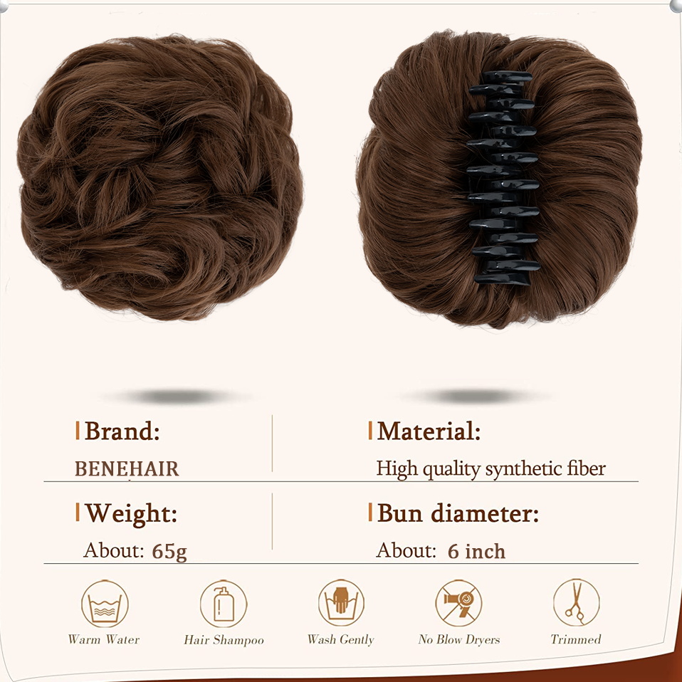 Benehair Messy Hair Bun Synthe - Claw Clip Messy Bun Hair Piece 评论和价格
