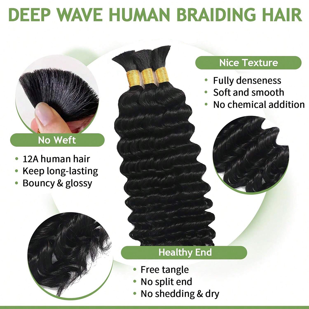Human Braiding Hair Deep Water - Water Wave Bulk Human Hair For Braiding 评论和价格