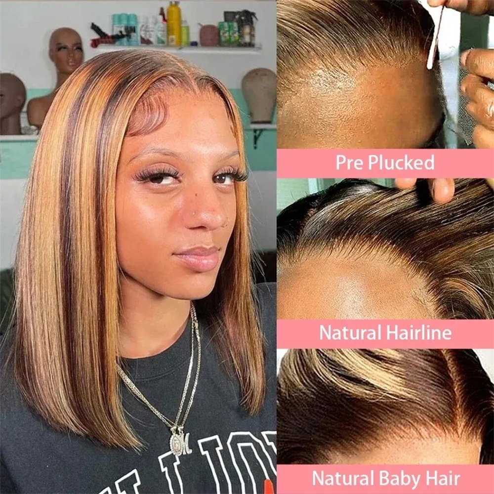 Honey Blonde Bob Wigs Human Ha - Glueless Wear And Go Human Hair Wig 评论和价格