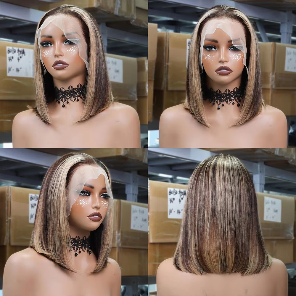 Honey Blonde Bob Wigs Human Ha - Glueless Wear And Go Human Hair Wig 评论和价格