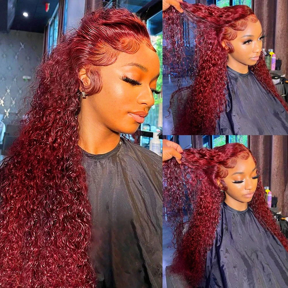 99J Burgundy Colored Deep Wave - Human Hair Wigs 评论和价格