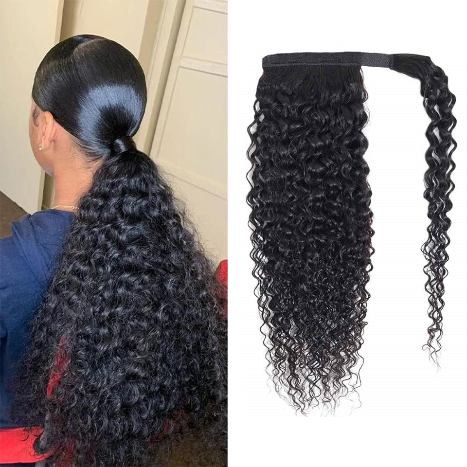 Kinky Curly Human Hair Ponytai - Seamless Clip In Hair Extensions Human Hair 评论和价格