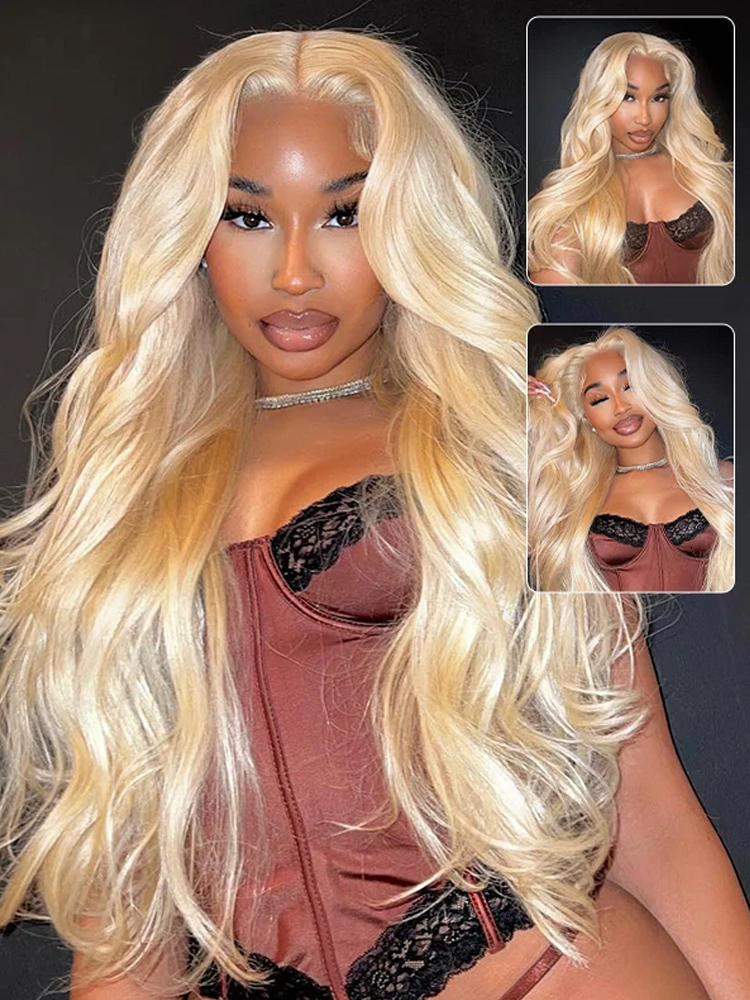 613 Honey Blonde Colored 40 In - 613 Blonde Body Wave Lace Front Wig 评论和价格
