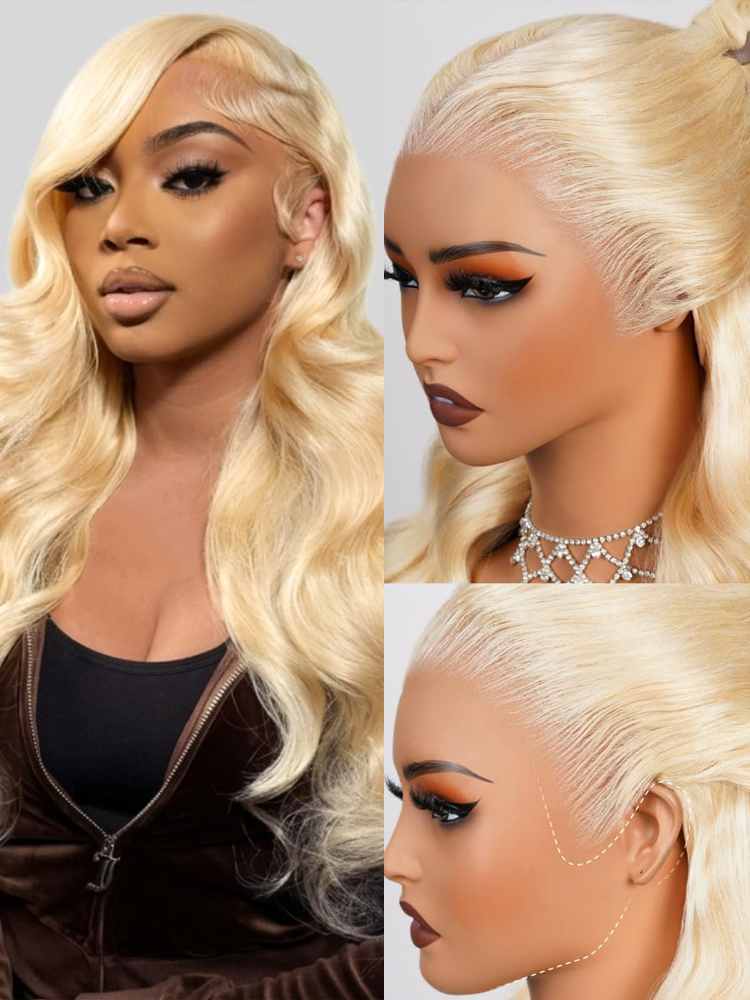 613 Honey Blonde Colored 40 In - 613 Blonde Body Wave Lace Front Wig 评论和价格