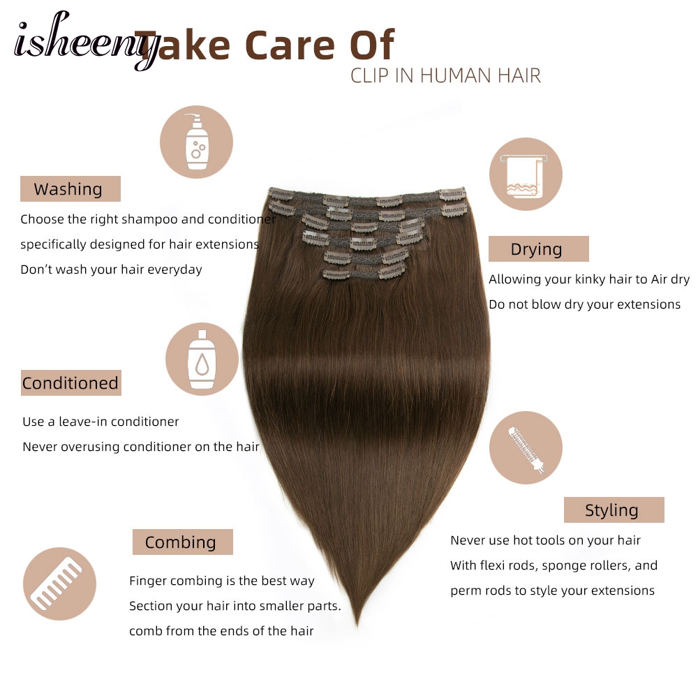 Isheeny 140-240G Volume Clip I - Seamless Clip In Hair Extensions Human Hair 评论和价格