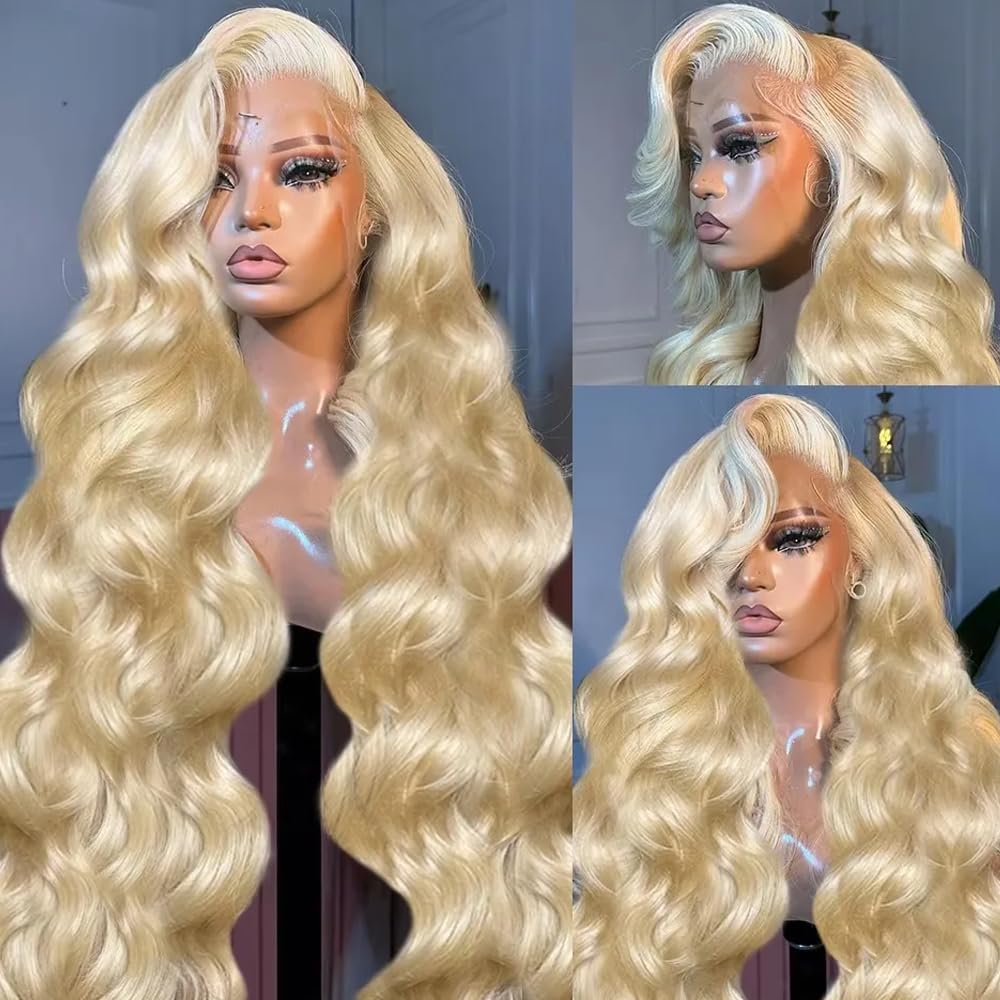 #613 Human Hair Wigs Body Wave - 613 Blonde Body Wave Lace Front Wig 评论和价格
