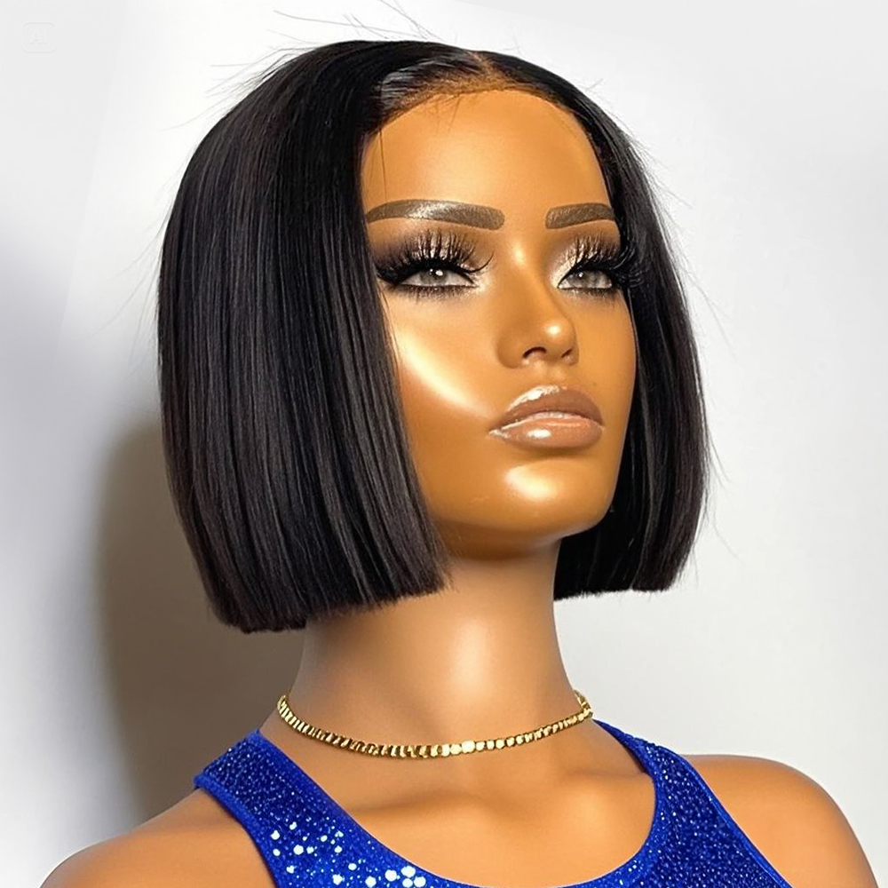 250% Density Straight Short Bo - Glueless Wear And Go Human Hair Wig 评论和价格