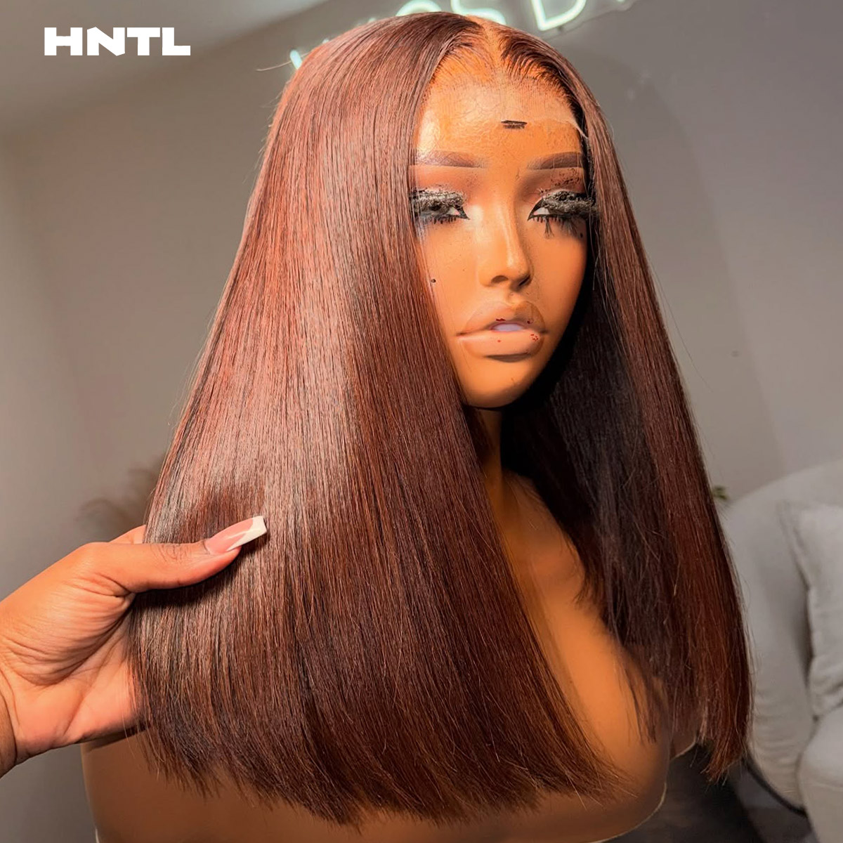 Glueless Wear and Go Brown Col - Pre Parted 13X4 Lace Front Bob Wig 评论和价格